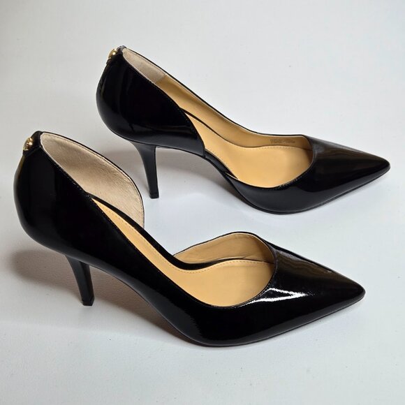 Michael Kors Black Patent Leather Nathalie Flex 4" Pump Pointy Toe Shoe Sz 8.5 - Picture 4 of 12